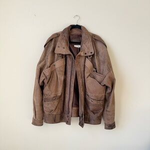 VINTAGE REFINISHED Leather Ranch Natural Grain Leather Tan Brown Jacket